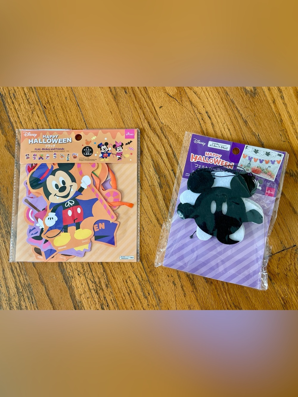 Daiso x Mickey Mouse Head Ghost Halloween Felt Garland Set Disney Party Decor